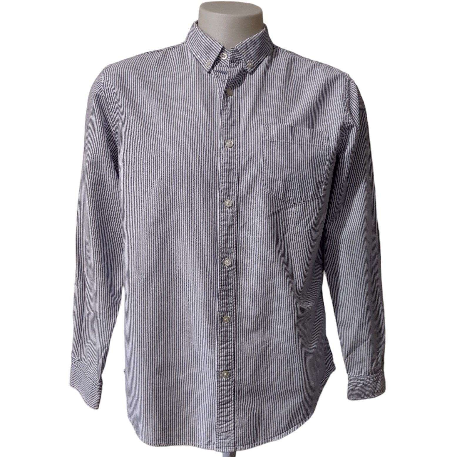 Banana Republic Shirt Men's Large Camden Fit Blue Striped Long Sleeve Button Up